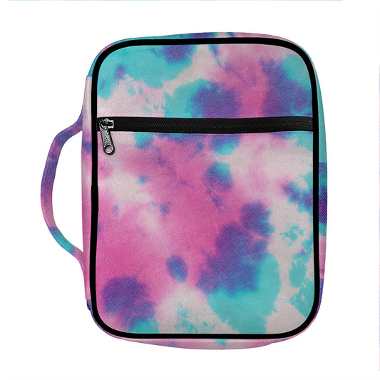 Pink And Teal Tie Dye Print Front Pocket Bible Bag