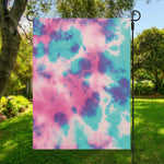 Pink And Teal Tie Dye Print Garden Flag