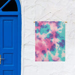 Pink And Teal Tie Dye Print Garden Flag