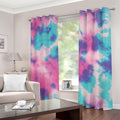 Pink And Teal Tie Dye Print Grommet Curtains