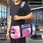 Pink And Teal Tie Dye Print Gym Bag