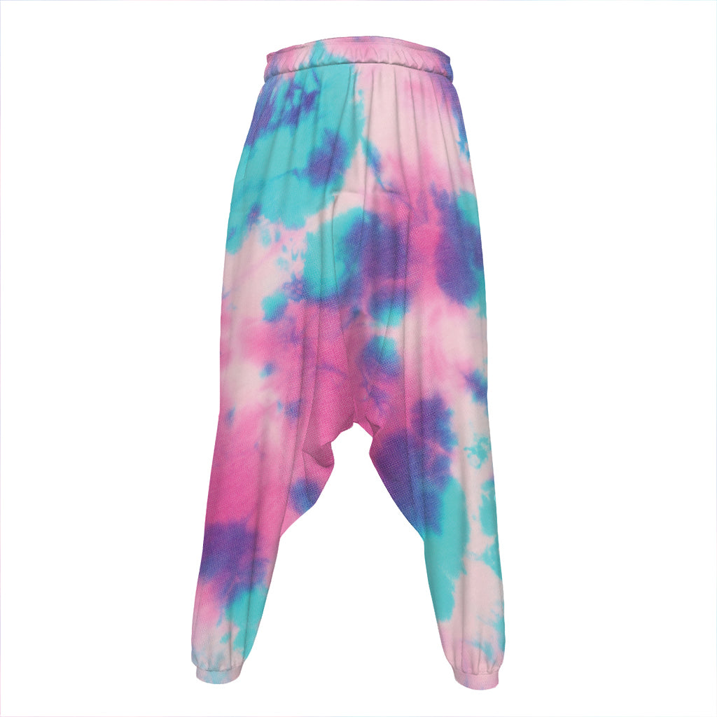 Pink And Teal Tie Dye Print Hammer Pants