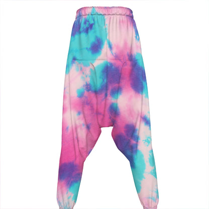 Pink And Teal Tie Dye Print Hammer Pants