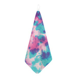 Pink And Teal Tie Dye Print Hand Towel