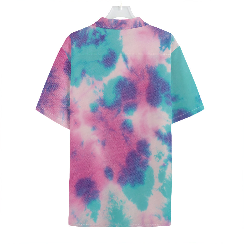Pink And Teal Tie Dye Print Hawaiian Shirt