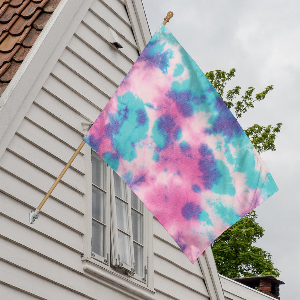 Pink And Teal Tie Dye Print House Flag