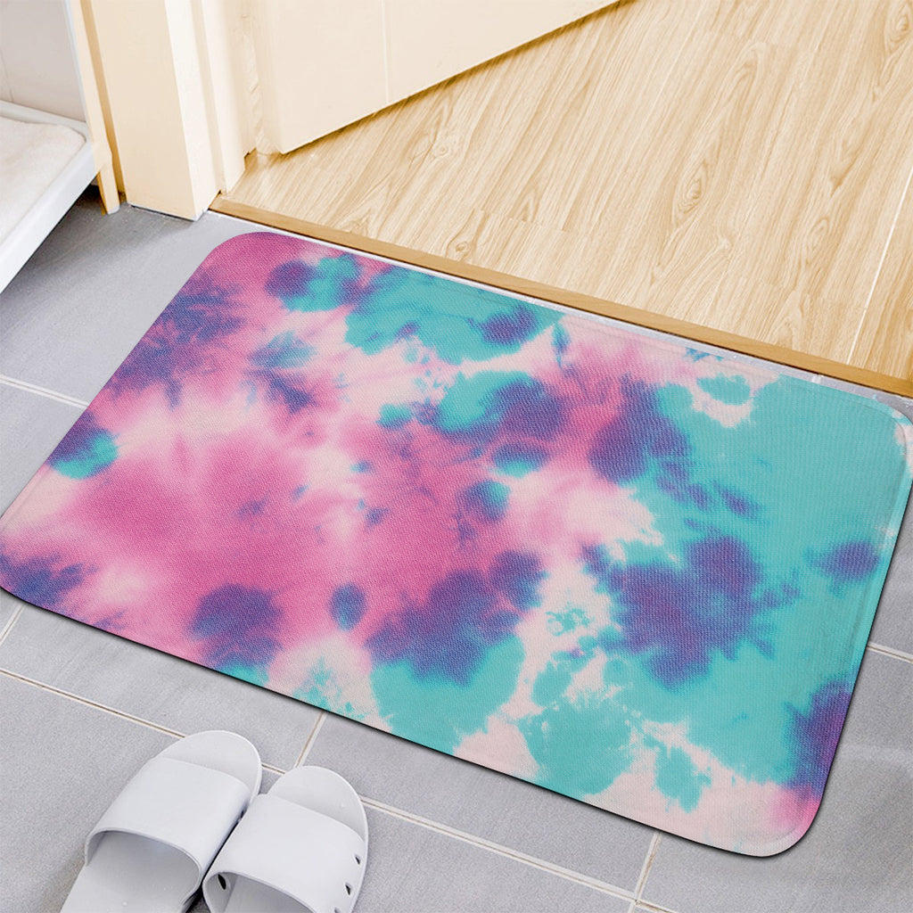 Pink And Teal Tie Dye Print Indoor Door Mat