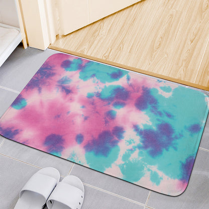 Pink And Teal Tie Dye Print Indoor Door Mat