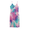 Pink And Teal Tie Dye Print Jersey Midi Cami Dress