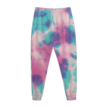 Pink And Teal Tie Dye Print Jogger Pants
