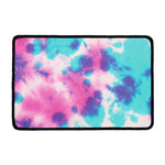 Pink And Teal Tie Dye Print Kitchen Mat