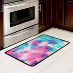 Pink And Teal Tie Dye Print Kitchen Mat