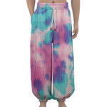 Pink And Teal Tie Dye Print Lantern Pants
