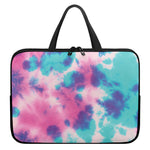 Pink And Teal Tie Dye Print Laptop Sleeve With Handle