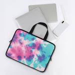 Pink And Teal Tie Dye Print Laptop Sleeve With Handle