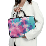 Pink And Teal Tie Dye Print Laptop Sleeve With Handle