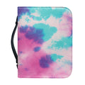 Pink And Teal Tie Dye Print Leather Bible Cover