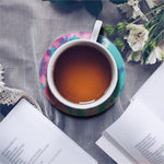 Pink And Teal Tie Dye Print Leather Coaster Set