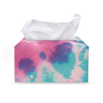 Pink And Teal Tie Dye Print Leather Tissue Box Cover