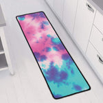 Pink And Teal Tie Dye Print Long Kitchen Mat