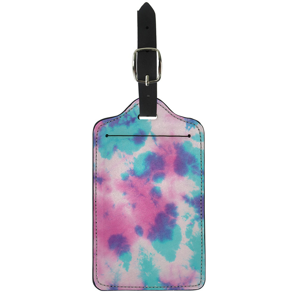 Pink And Teal Tie Dye Print Luggage Tag