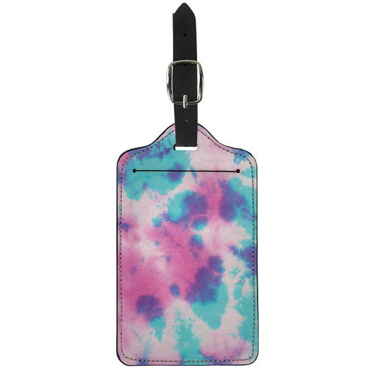 Pink And Teal Tie Dye Print Luggage Tag
