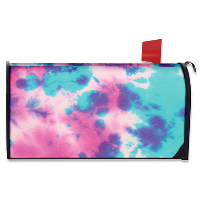 Pink And Teal Tie Dye Print Mailbox Cover