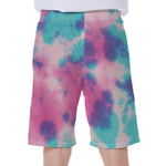 Pink And Teal Tie Dye Print Men's Beach Shorts