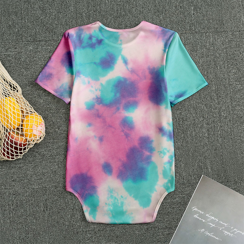 Pink And Teal Tie Dye Print Men's Bodysuit