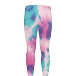 Pink And Teal Tie Dye Print Men's leggings