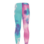 Pink And Teal Tie Dye Print Men's leggings
