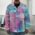 Pink And Teal Tie Dye Print Men's Shirt Jacket