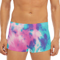Pink And Teal Tie Dye Print Men's Short Boxer Briefs
