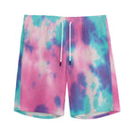 Pink And Teal Tie Dye Print Men's Sports Shorts