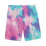Pink And Teal Tie Dye Print Men's Sports Shorts