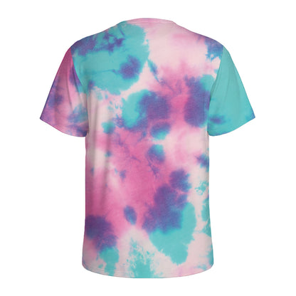 Pink And Teal Tie Dye Print Men's Sports T-Shirt