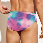 Pink And Teal Tie Dye Print Men's Swim Briefs