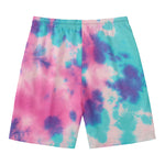 Pink And Teal Tie Dye Print Men's Swim Trunks