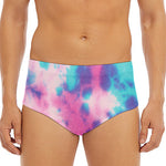 Pink And Teal Tie Dye Print Men's Triangle Swim Briefs