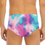 Pink And Teal Tie Dye Print Men's Triangle Swim Briefs