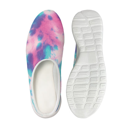 Pink And Teal Tie Dye Print Mesh Casual Shoes