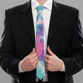 Pink And Teal Tie Dye Print Necktie