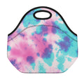 Pink And Teal Tie Dye Print Neoprene Lunch Bag