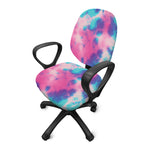Pink And Teal Tie Dye Print Office Chair Cover
