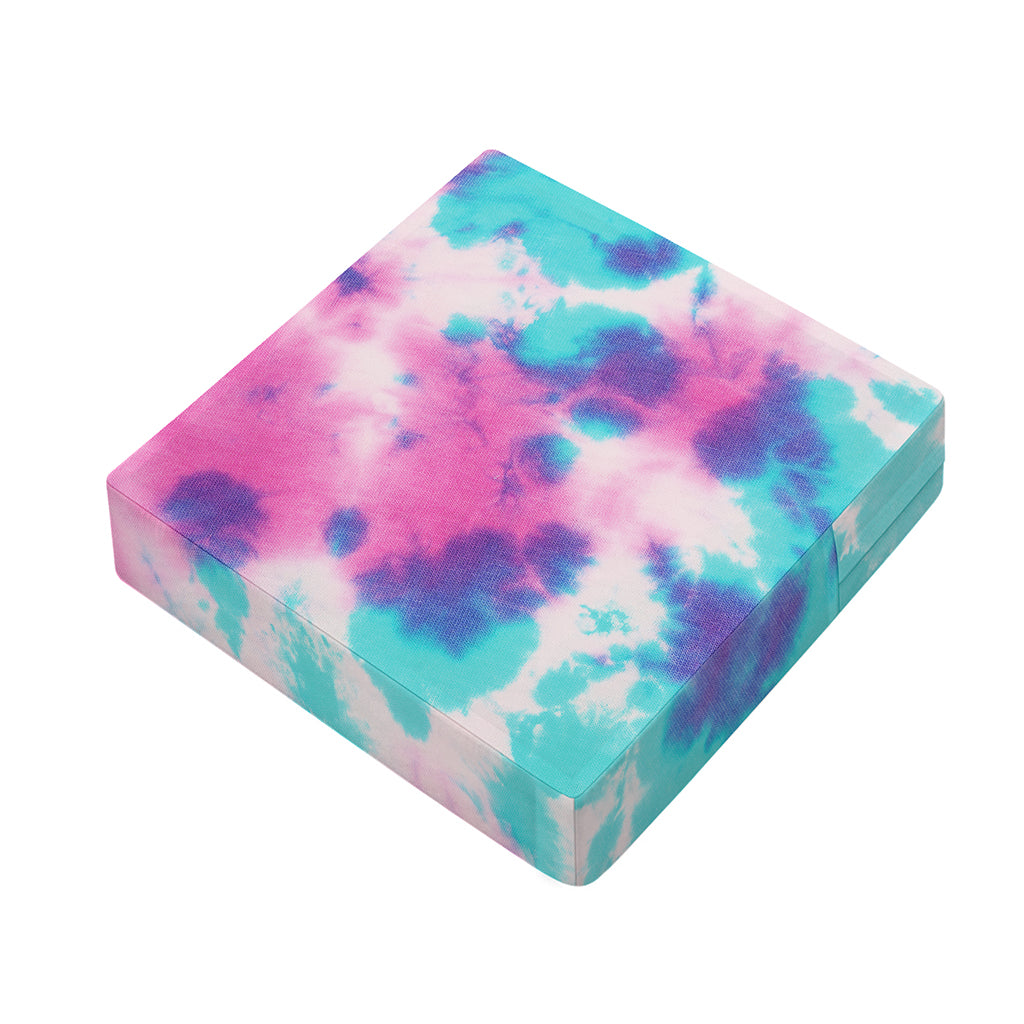 Pink And Teal Tie Dye Print Outdoor Seat Cushion Cover