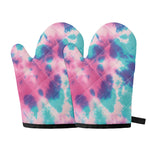 Pink And Teal Tie Dye Print Oven Mitts