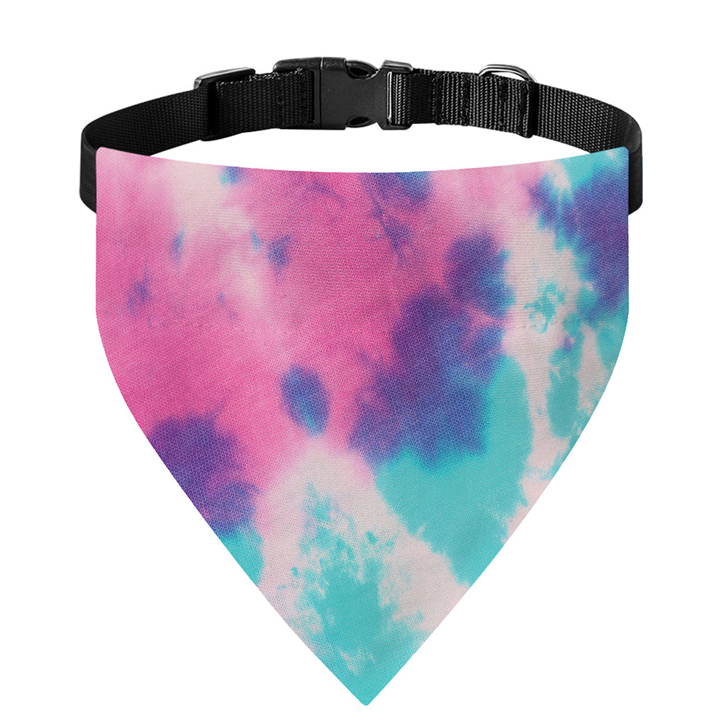 Pink And Teal Tie Dye Print Over The Collar Dog Bandana