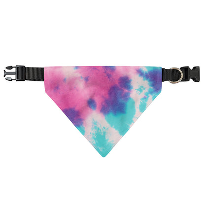 Pink And Teal Tie Dye Print Over The Collar Dog Bandana