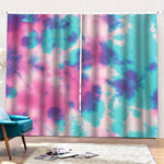 Pink And Teal Tie Dye Print Pencil Pleat Curtains