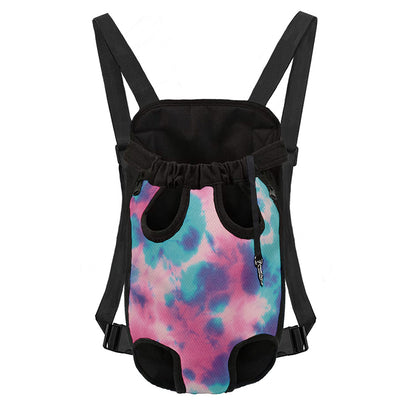 Pink And Teal Tie Dye Print Pet Carrier Backpack